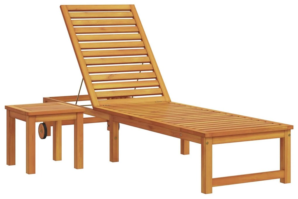 Espreguiçadeira com Mesa em Madeira Sólida de Acácia, vidaXL Espreguiç