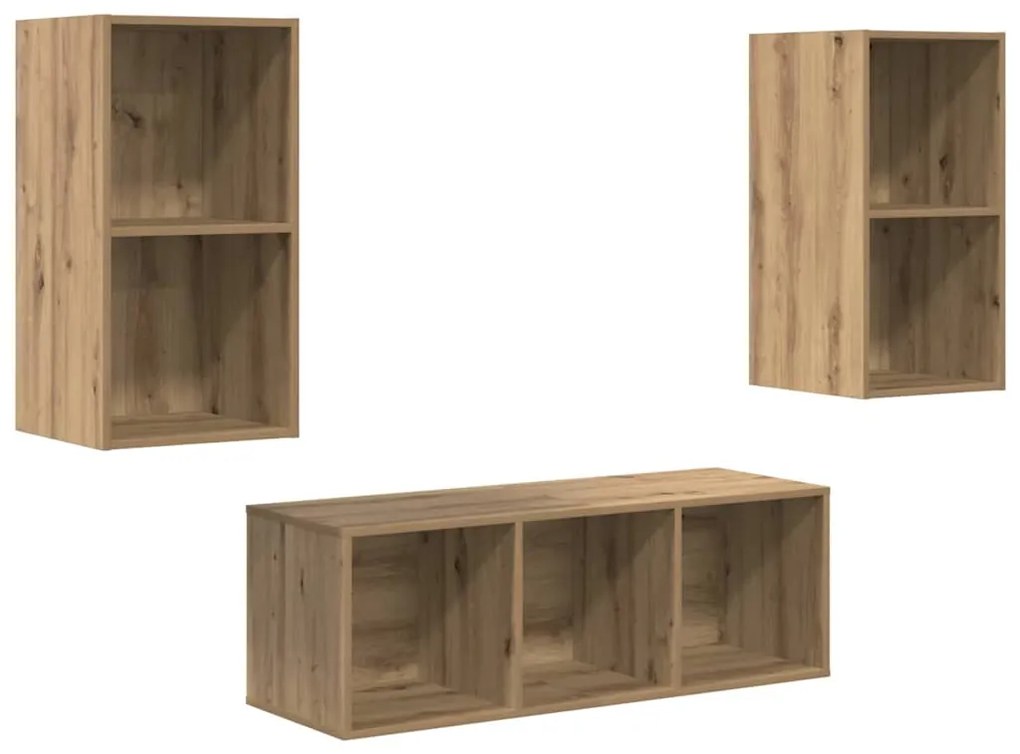 Conjunto de Estantes para TV 3 pcs carvalho artisiano