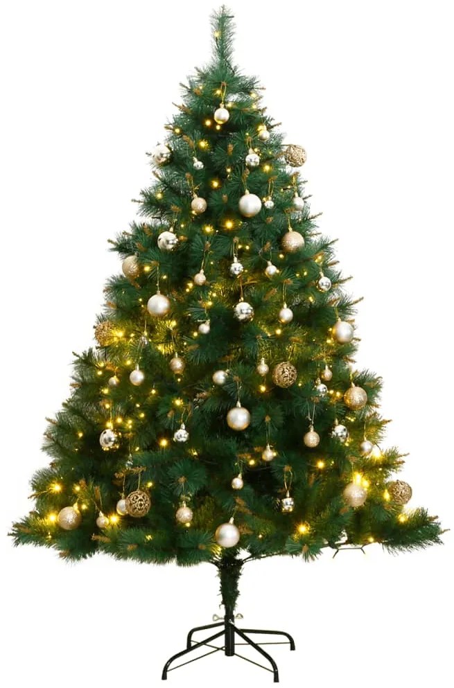 vidaXL Árvore Natal artificial articulada c/ 300 luzes LED+bolas 210cm