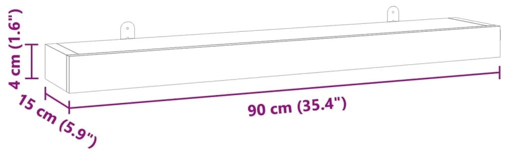 Prateleiras de parede 2 pcs 90x15x6 cm madeira de teca maciça