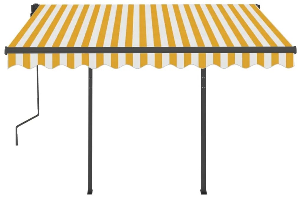 Toldo retrátil automático com postes 3x2,5 m amarelo e branco