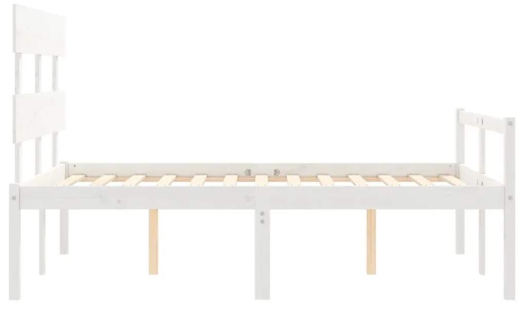 Estrutura de cama com cabeceira 140x190cm madeira maciça branco