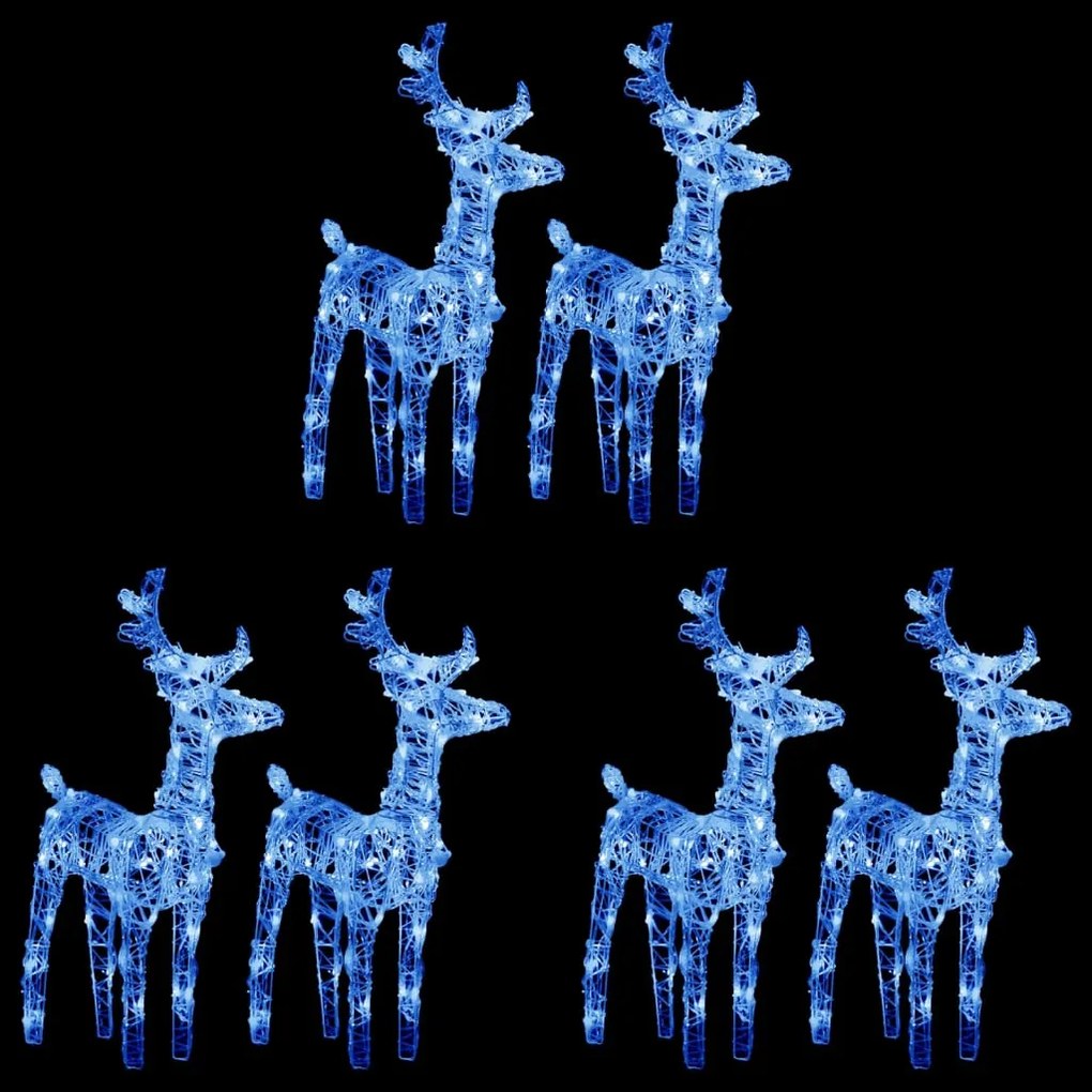 vidaXL Renas de Natal 6 pcs 240 luzes LED acrílico azul