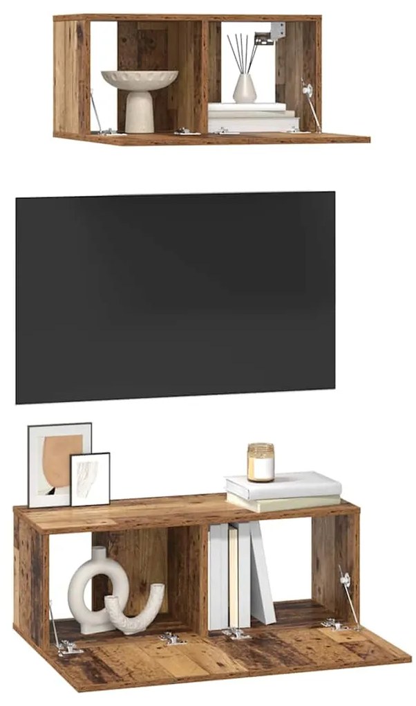 Conjunto de Estantes para TV 2 pcs Madeira antiga