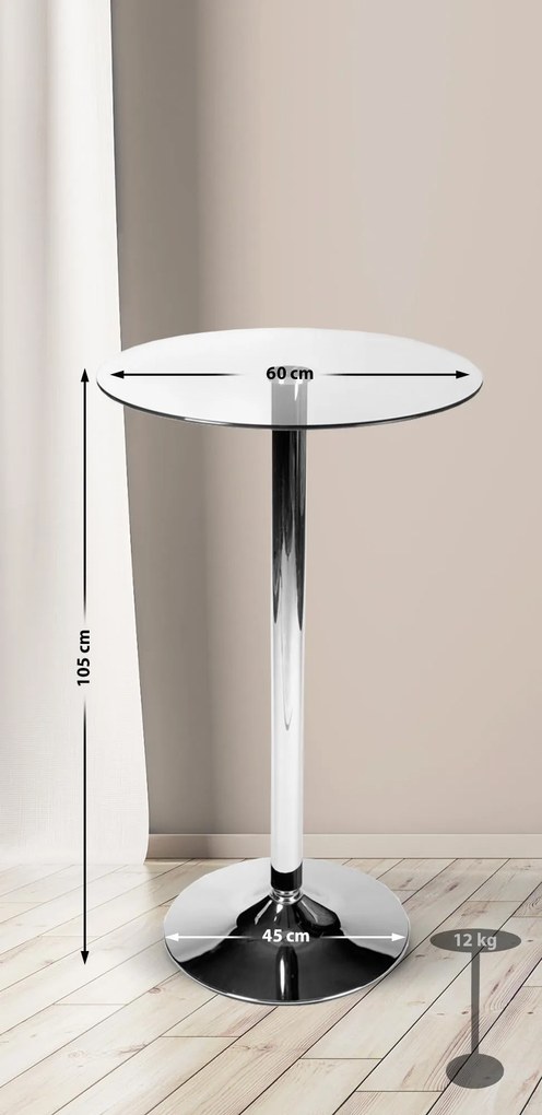 Mesa redonda de vidro transparente Ø60 x 105 cm