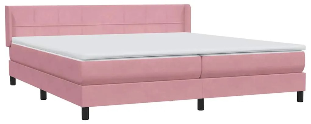 Cama com molas colchão 200x210 cm veludo rosa