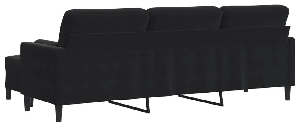 Sofá de 3 lugares com apoio de pés 210 cm veludo preto