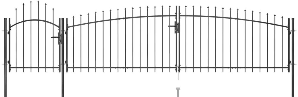 vidaXL Portão p/ cerca de jardim com topo em lanças 5x1,5 m aço preto