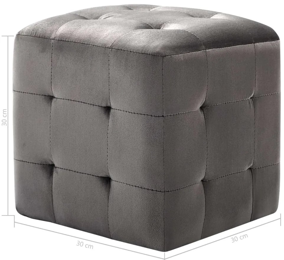 Mesas de cabeceira 2 pcs 30x30x30 cm veludo cinzento