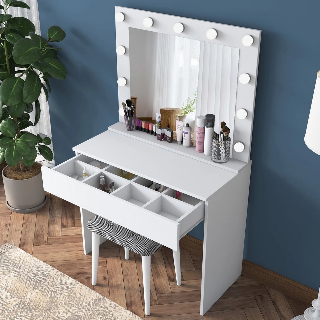 Mesa de Maquilhagem BJ121 – Branco – 90x76,8x45 cm