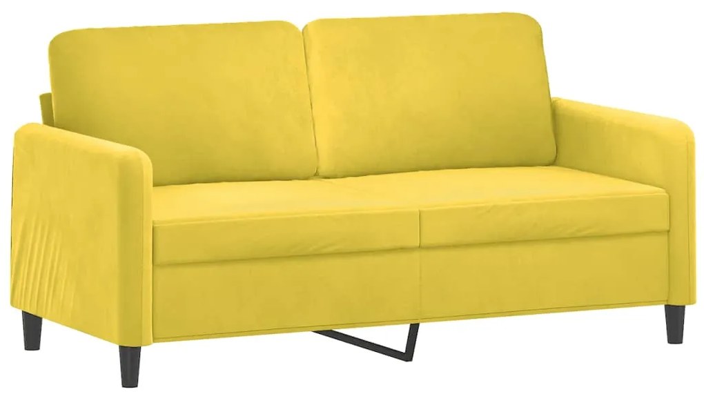 2 pcs conjunto de sofás com almofadas veludo amarelo