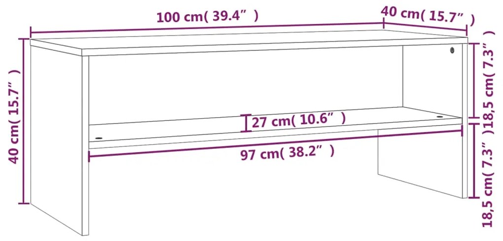 Móvel para TV 100x40x40cm derivados de madeira cinza brilhante