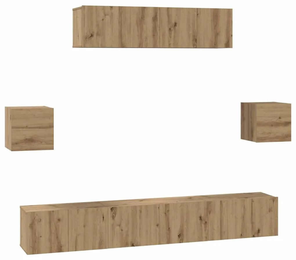 Conjunto de móvel de TV 7 pcs carvalho artisiano