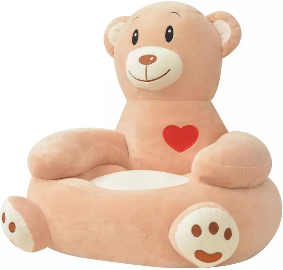 Cadeira em pelúcia infantil, urso, castanho