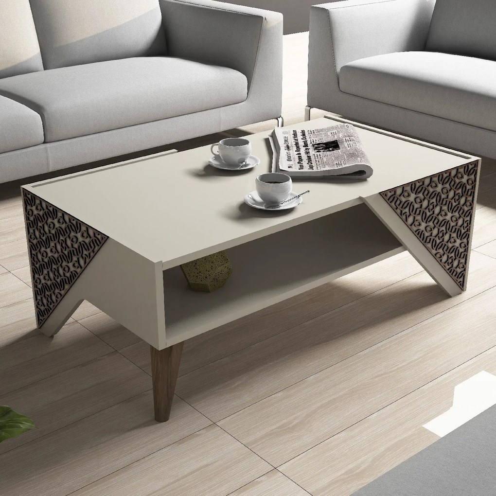 Mesa de Centro Beril – Creme – 105x58x40 cm