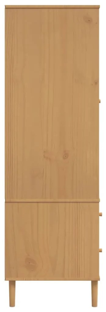 Roupeiro SENJA aspeto vime 90x55x175 cm pinho maciço castanho