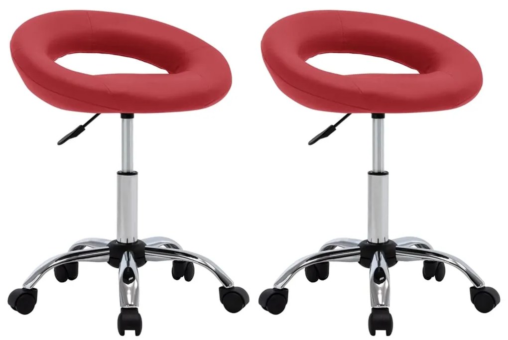 vidaXL Cadeiras jantar giratórias 2pcs couro artificial vermelho tinto