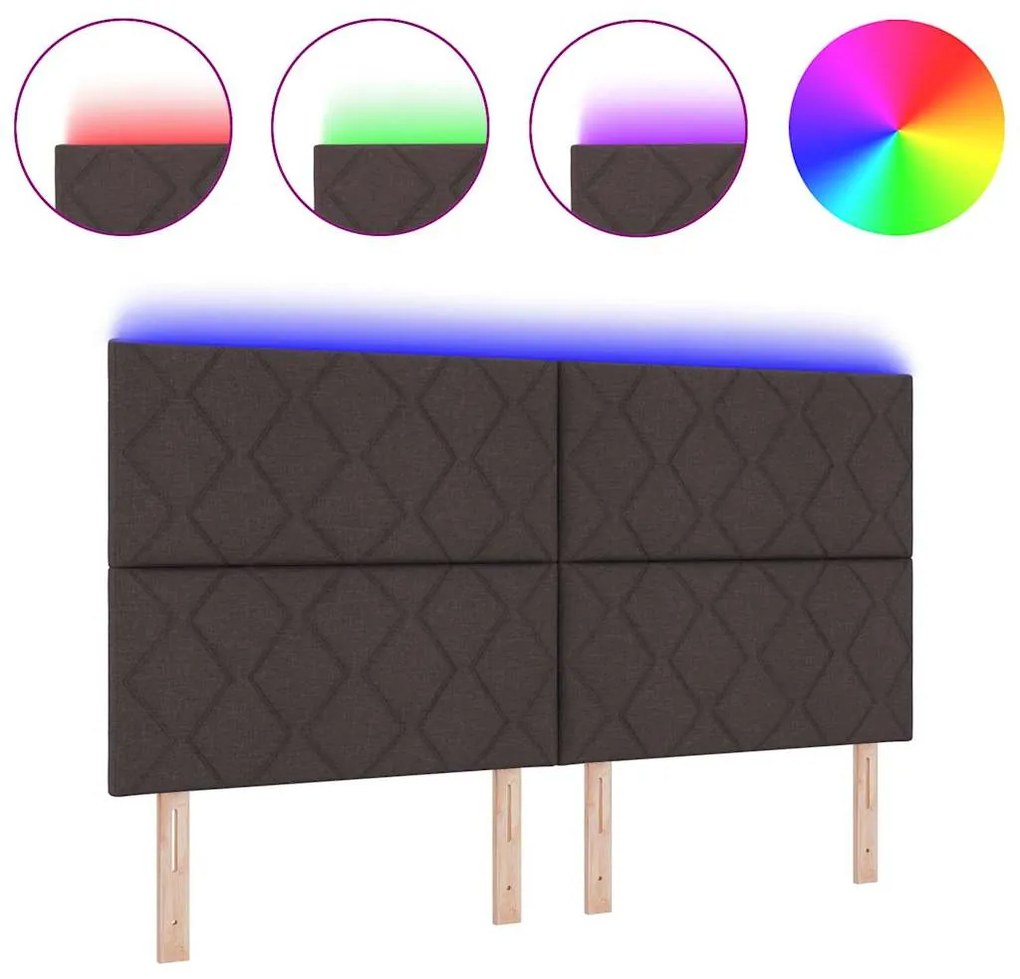 Cabeceira LED vidaXL Design de Blocos de Diamante Castanho Escuro 180