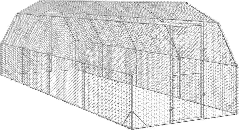 vidaXL Corrida de galinhas 2,5x8x2,25 m aço galvanizado