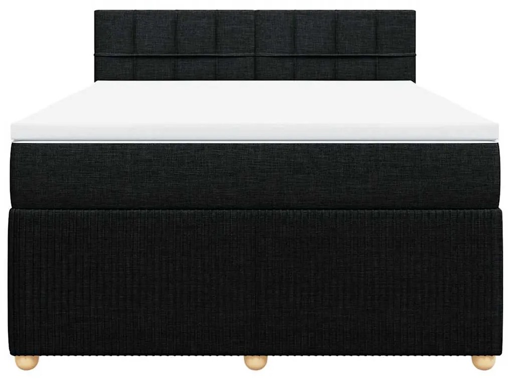 Cama com molas/colchão 140x200 cm tecido preto