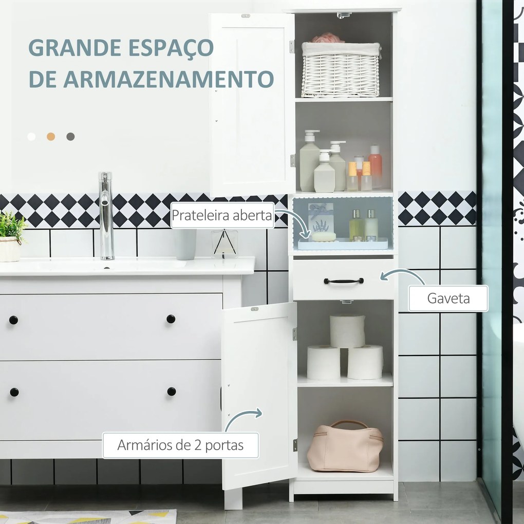 kleankin Coluna de Casa de Banho Móvel Auxiliar de Casa de Banho com 2