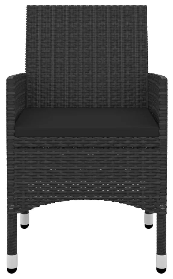 5 pcs conjunto de jantar p/ jardim c/almofadões vime PE e vidro