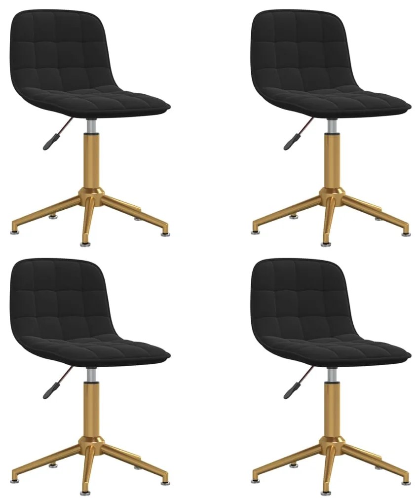 vidaXL Cadeiras de jantar giratórias 4 pcs veludo preto