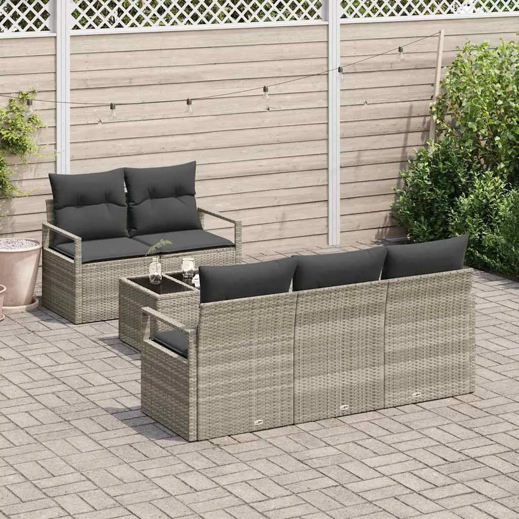 Conjunto de Sofá de Jardim vidaXL 6 Peças com Almofadas Cinza Claro Ra