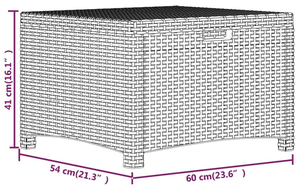 Caixa de arrumação para jardim 60x54x41 cm vime PP castanho