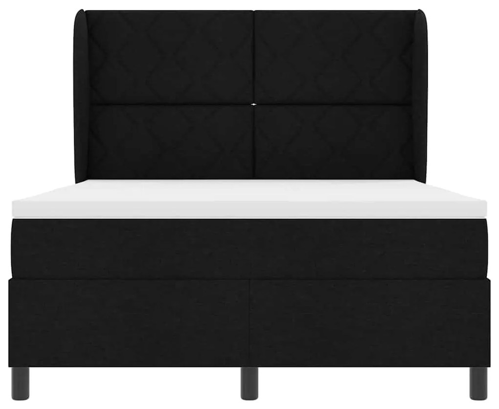 Cama com Estrado e Colchão - Preto, 140x200 cm, Tecido