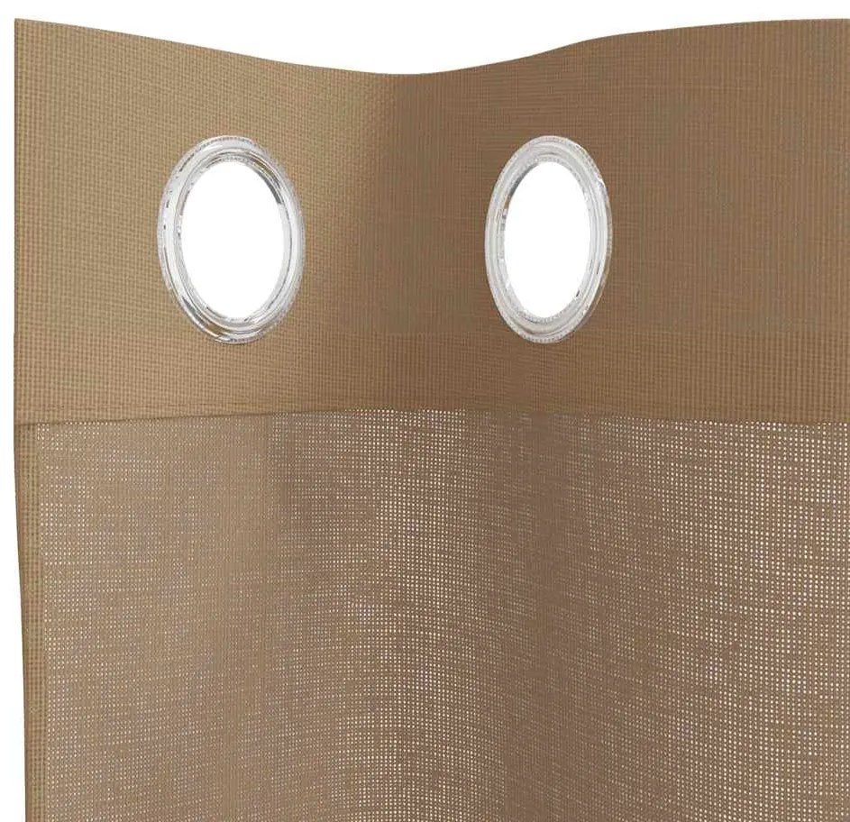 Cortinas de voile com ilhós 2 pcs castanho-claro
