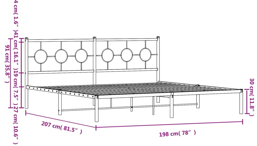 Estrutura de cama com cabeceira 193x203 cm metal branco