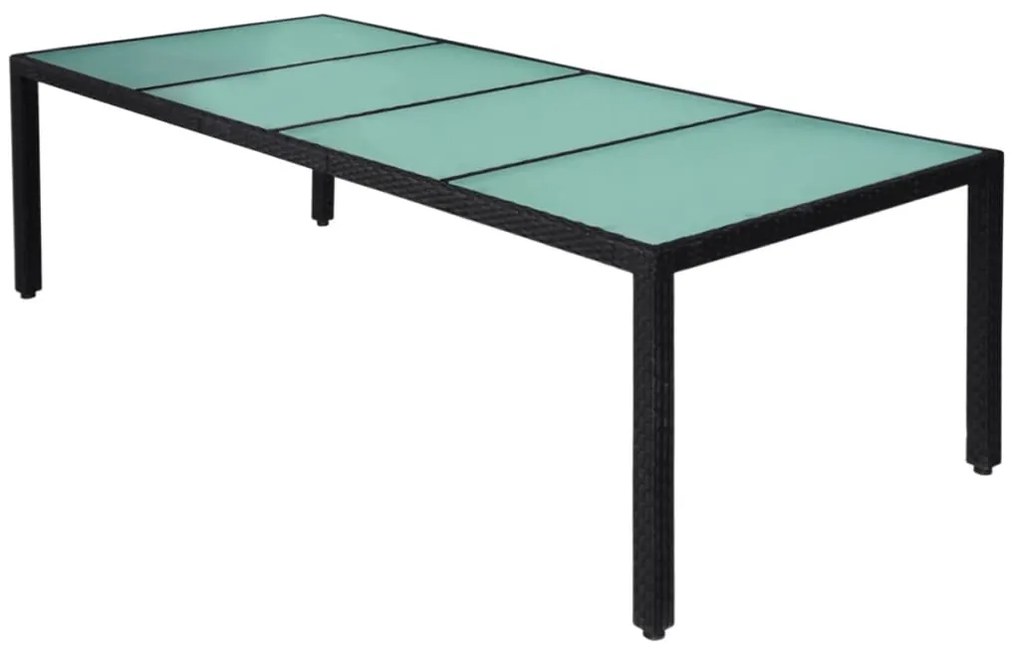 11 pcs conjunto jantar exterior com almofadões vime PE preto