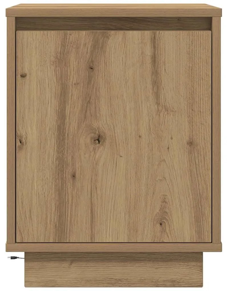 Mesas cabeceira c/ luzes LED 2pcs 38x34x50cm carvalho artesanal