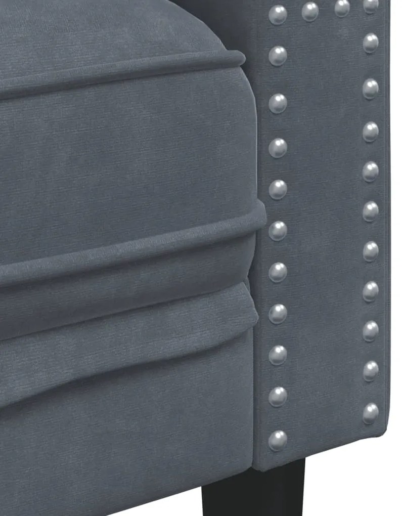 Sofá chesterfield veludo cinzento-escuro