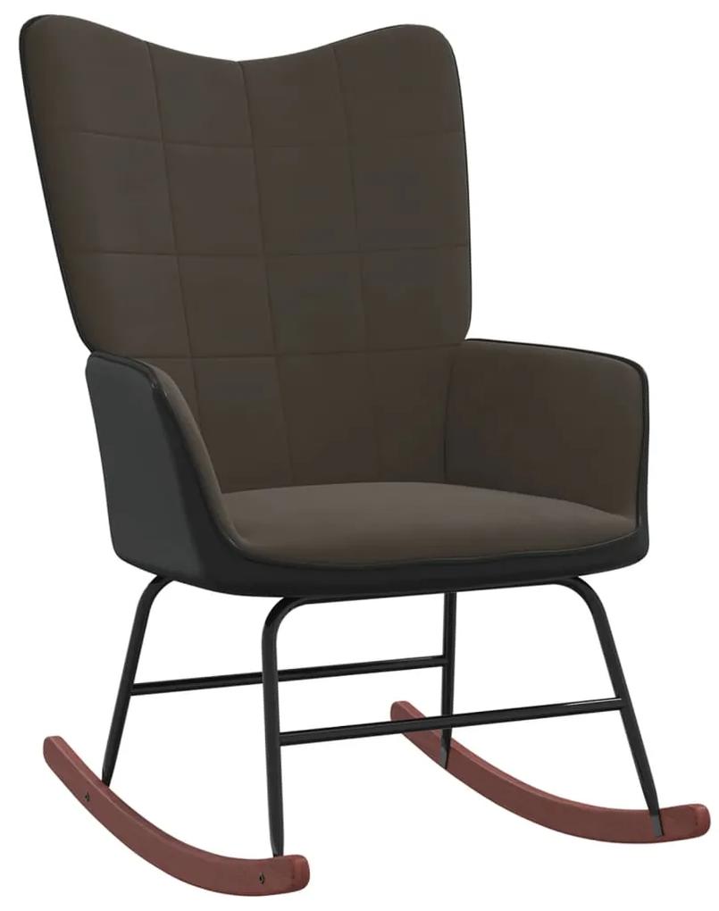 Cadeira de baloiço PVC e veludo cinzento-escuro