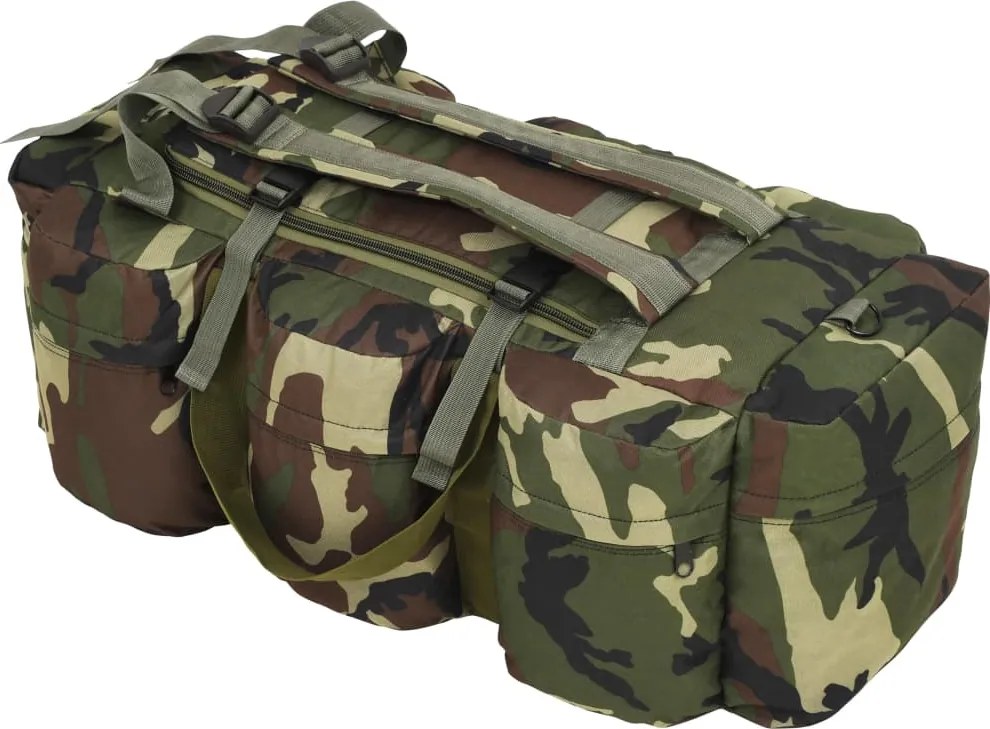 vidaXL Saco de lona estilo militar 3-em-1 45 L camuflagem