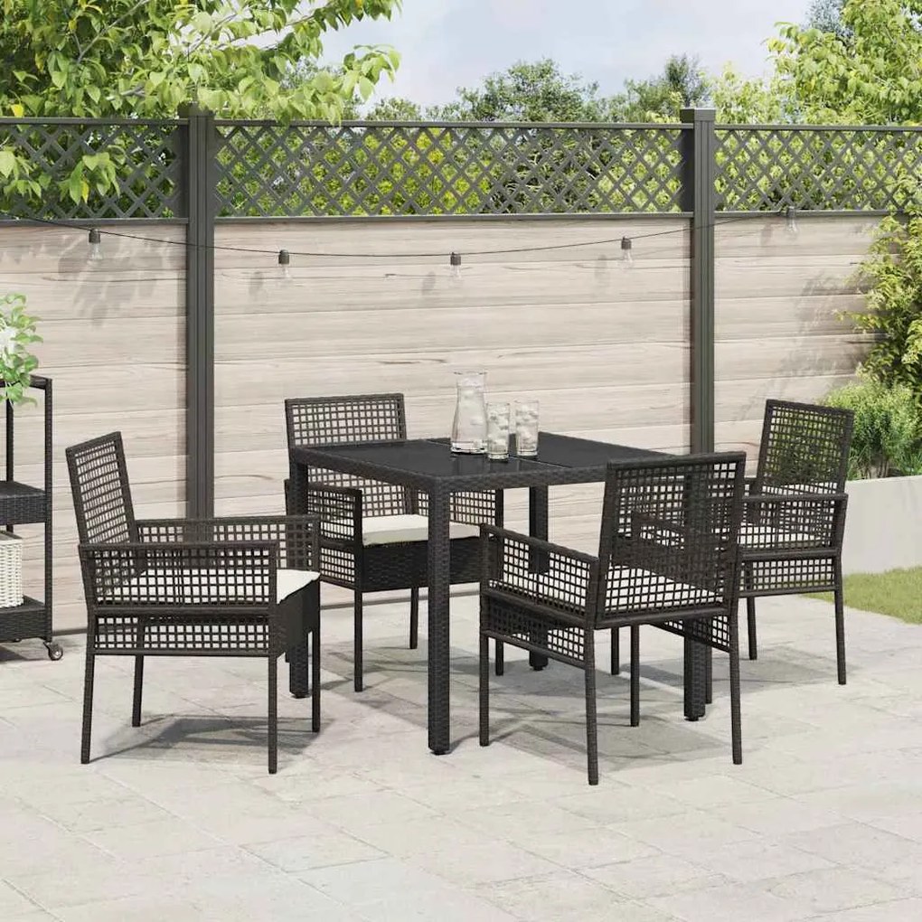 Conjunto de Jantar para Jardim 5 pcs Preto 90 x 90 x 75 cm