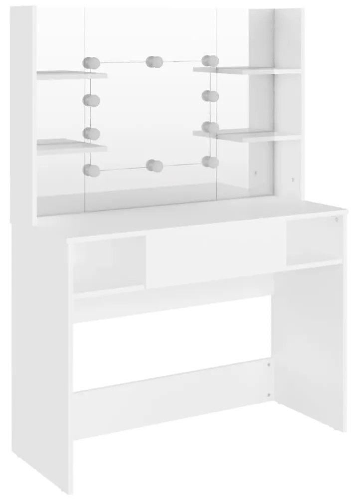 Mesa de maquilhagem c/ luzes LED 100x40x135 cm MDF branco