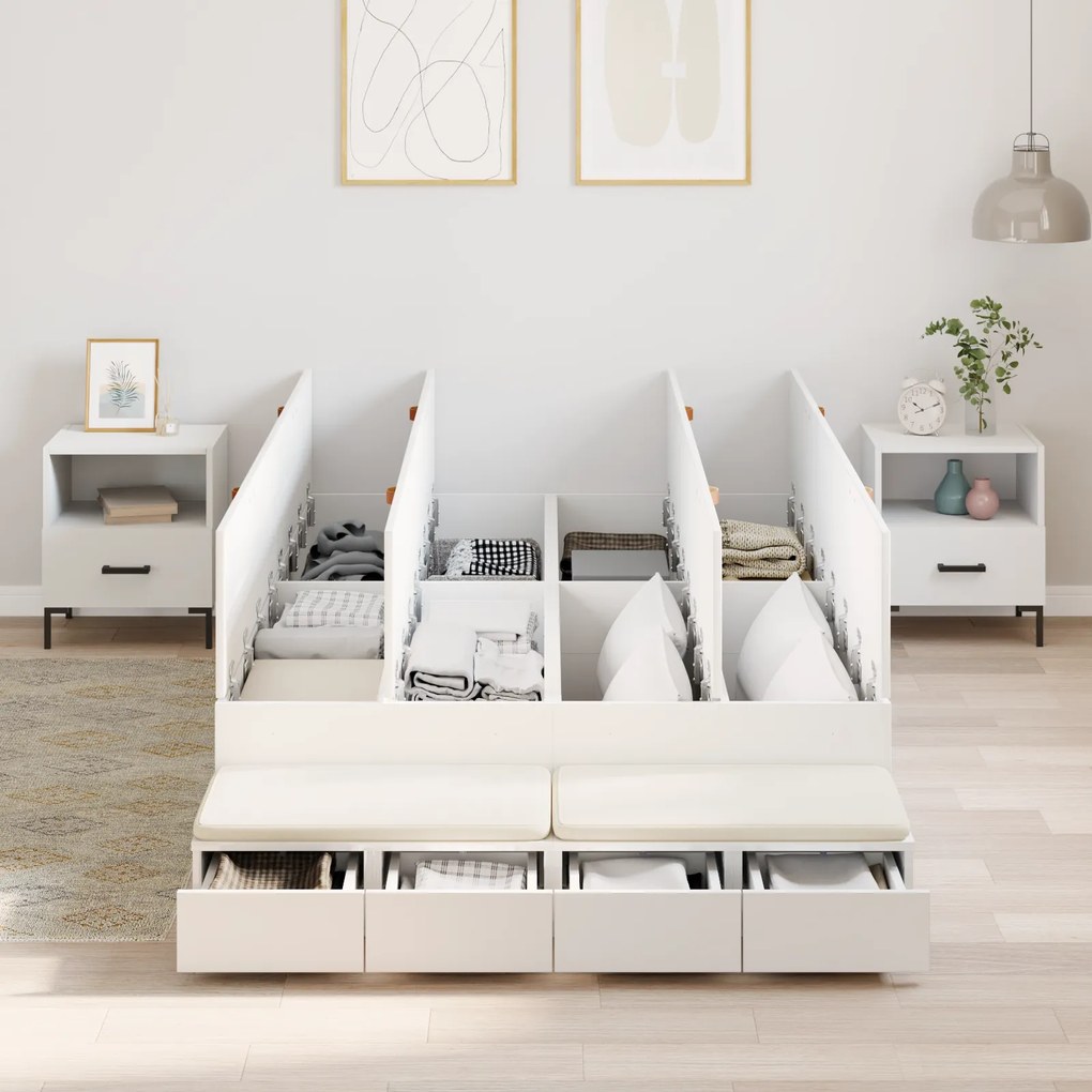 vidaXL Estrado de Cama Branco 120x200 cm