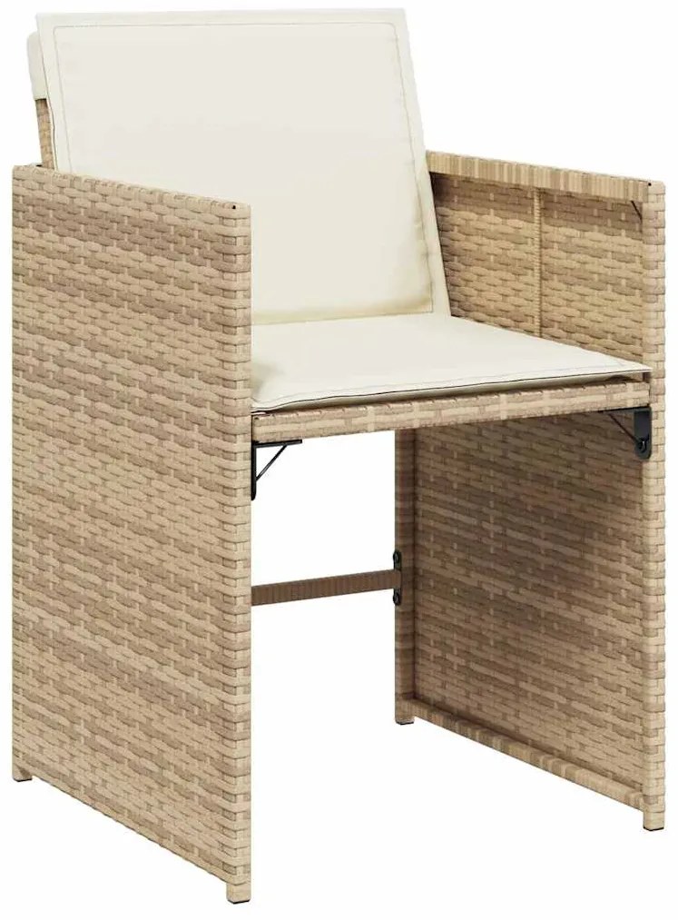 Conjunto de Jantar de Jardim com 5 Peças e Almofadas Bege Rattan Polié