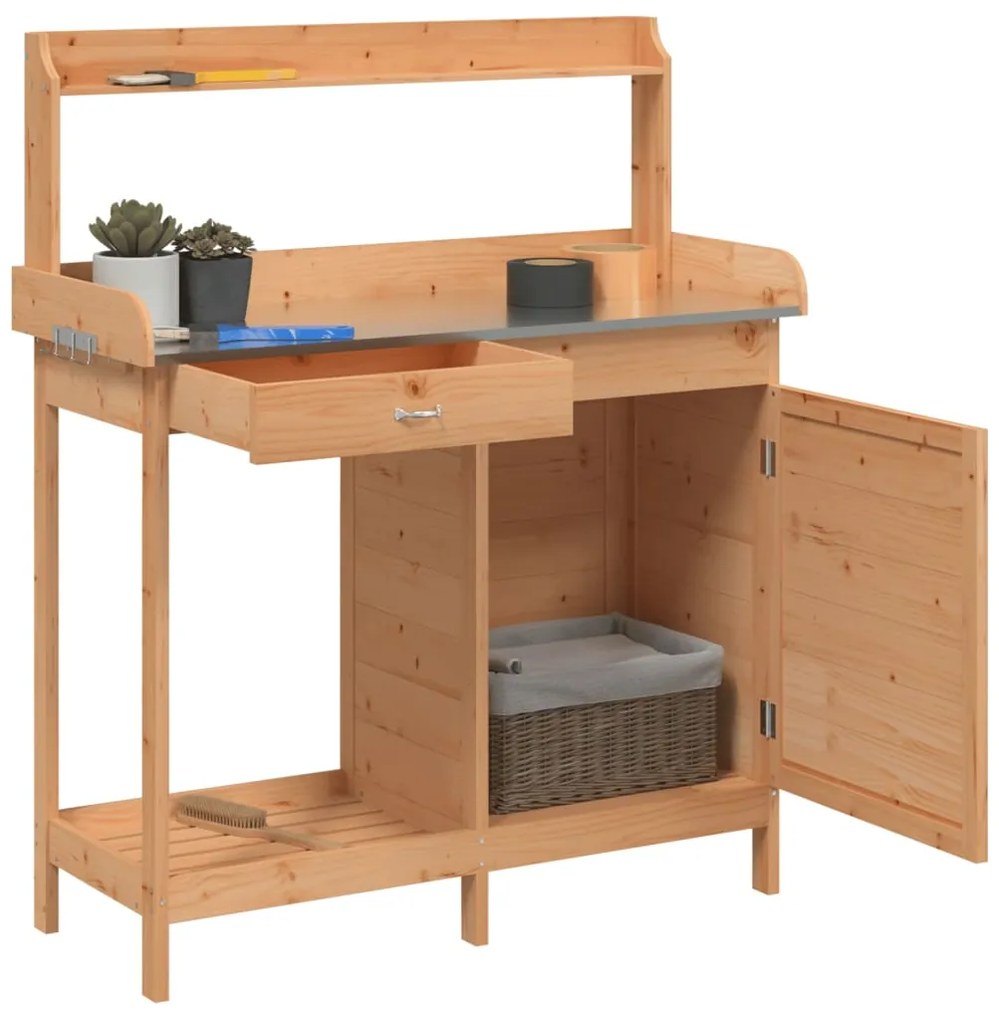 Mesa cultivo c/ armário 110,5x45x124,5 cm abeto maciço castanho