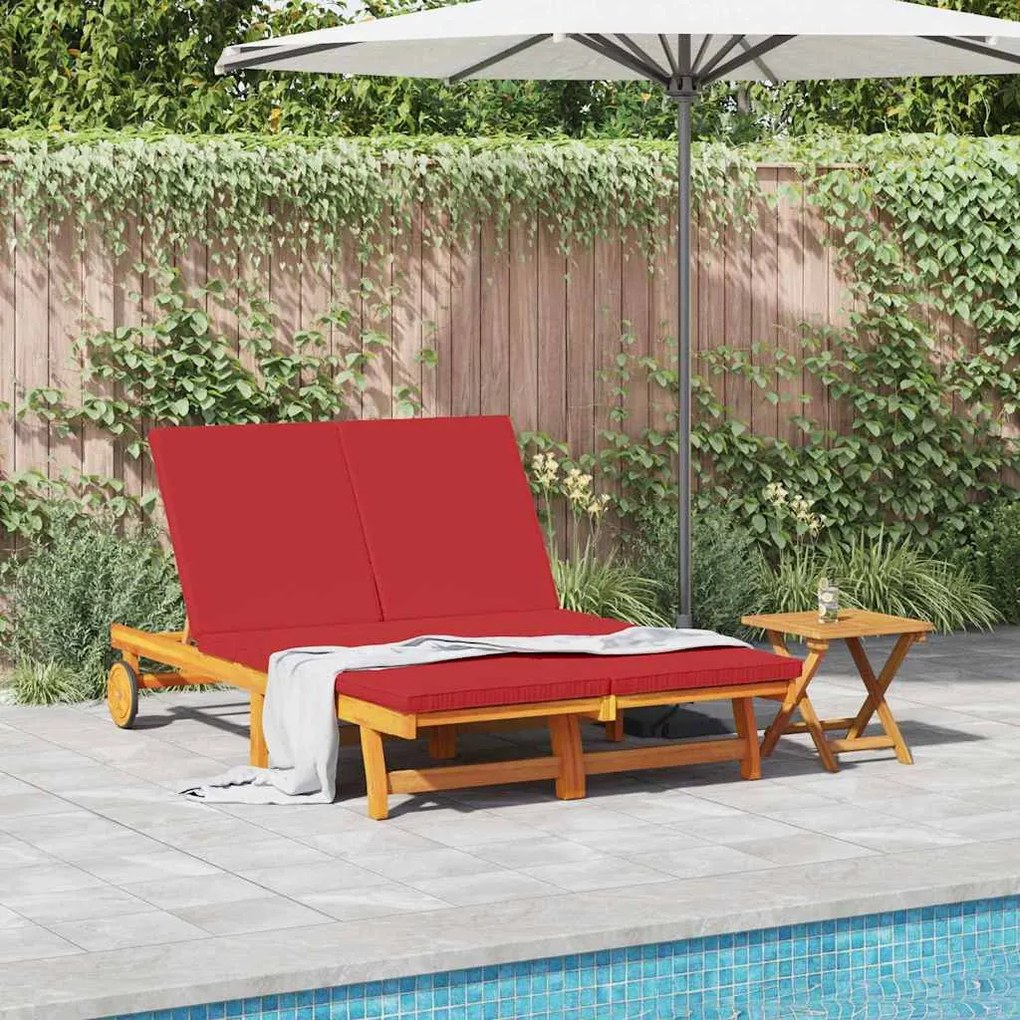 vidaXL Espreguiçadeira com almofada 2-pessoa Castanho 125 x 200 x 84cm