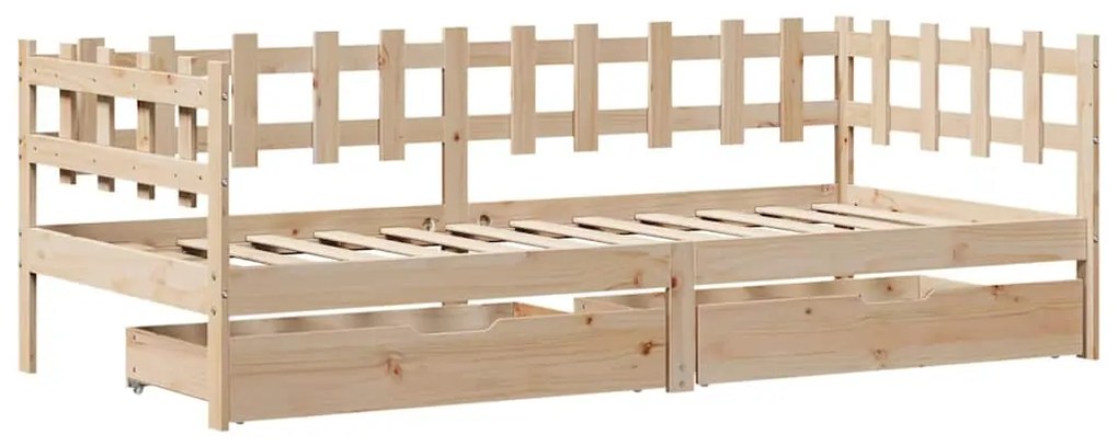 Sofá-cama com gavetas 90x200 cm madeira de pinho maciça