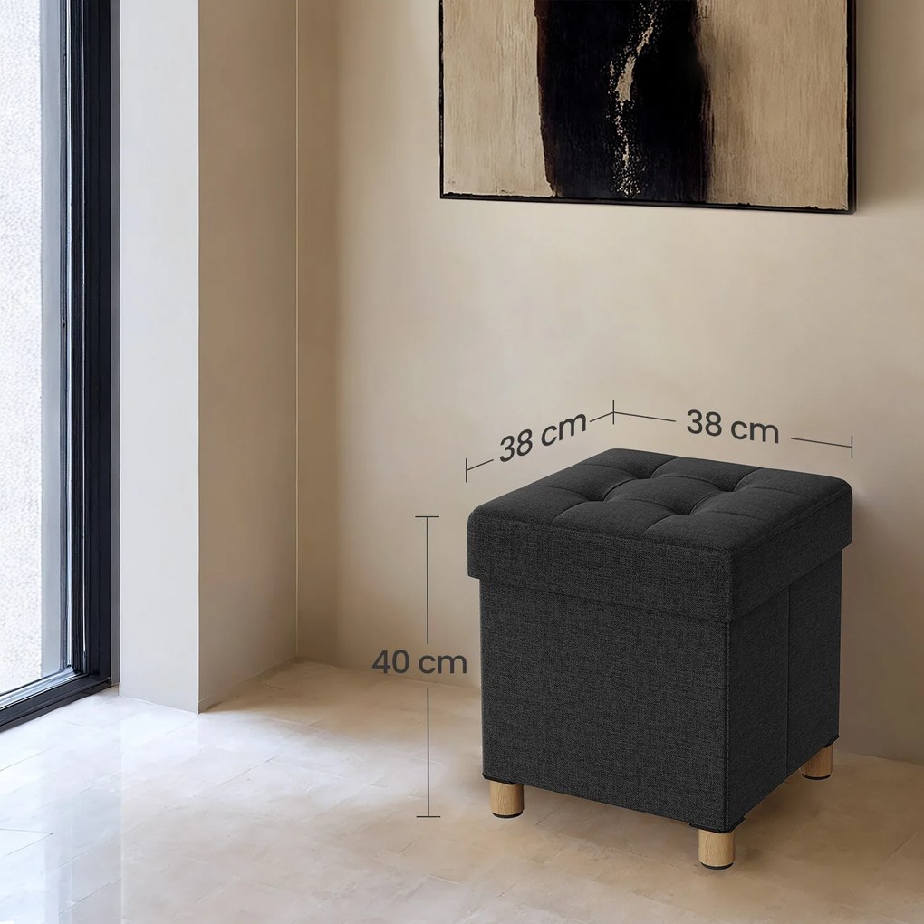 Banco com espaço de arrumação 38 x 38 x 40 cm preto