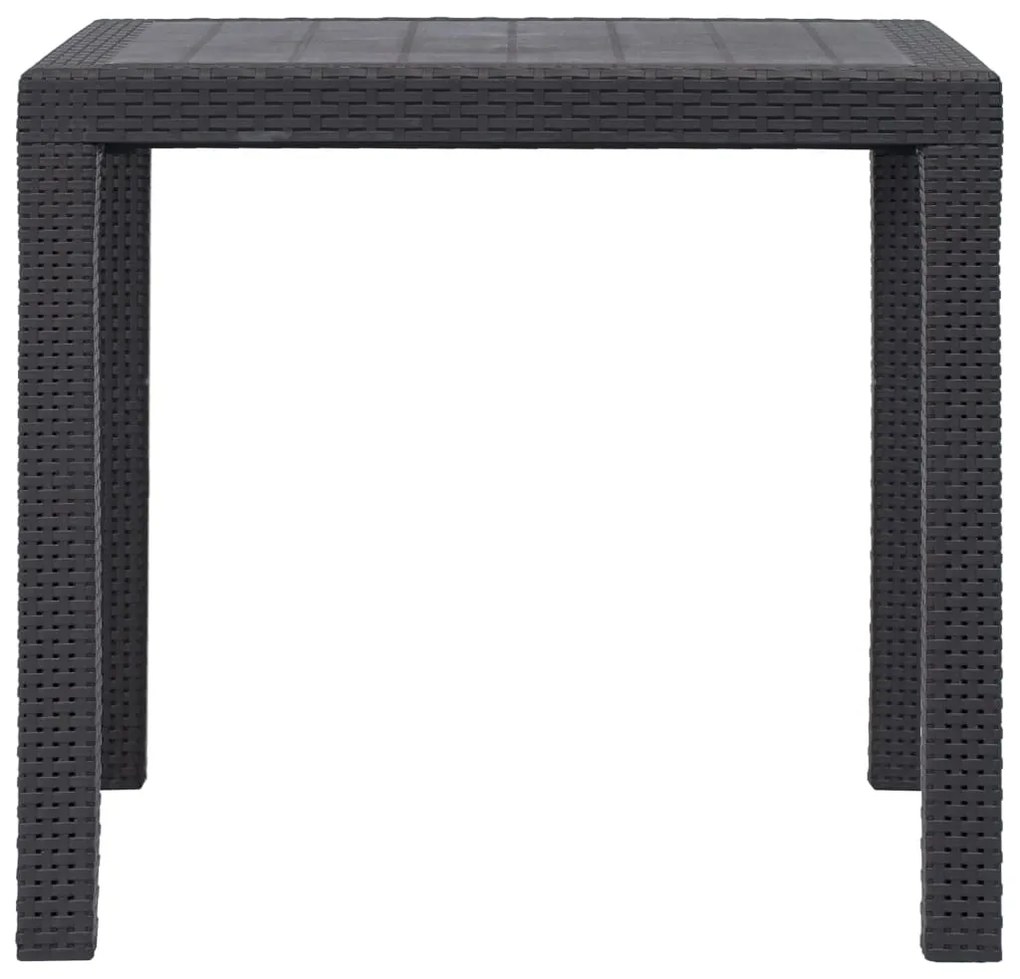 Mesa de jardim 79x79x72 cm plástico castanho com aspeto de vime