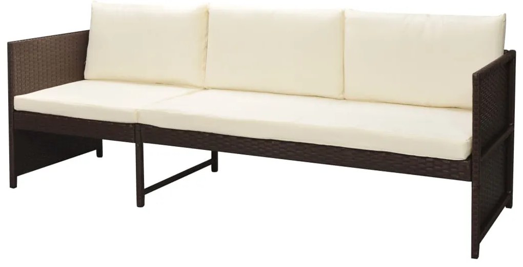 6 pcs conjunto lounge jardim c/ almofadões vime PE castanho