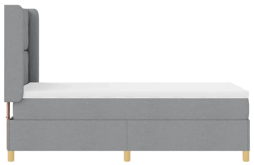 Cama Box com Colchão Cinza Claro 90x200 cm - Tecido