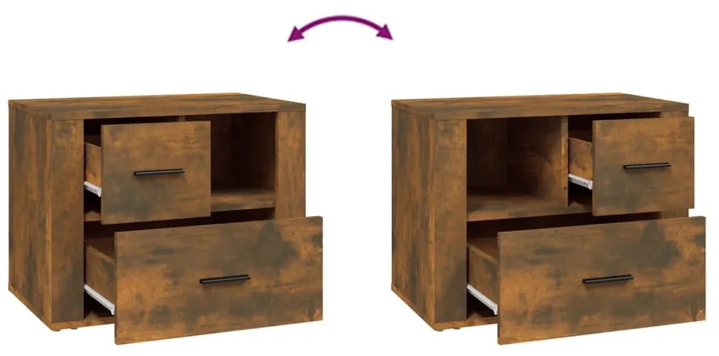 Mesa de cabeceira 60x36x45 cm derivados madeira carvalho fumado