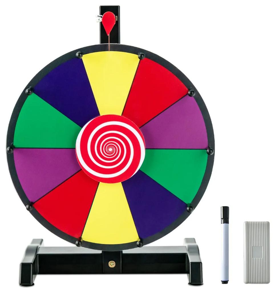Roleta Roda da Fortuna de mesa giratória para jogos da sorte com 10 slots e apagador 26 x 18 x 39,5 cm